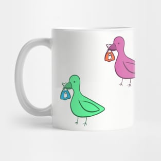 Ducks holding ghost in bag #1b Mug